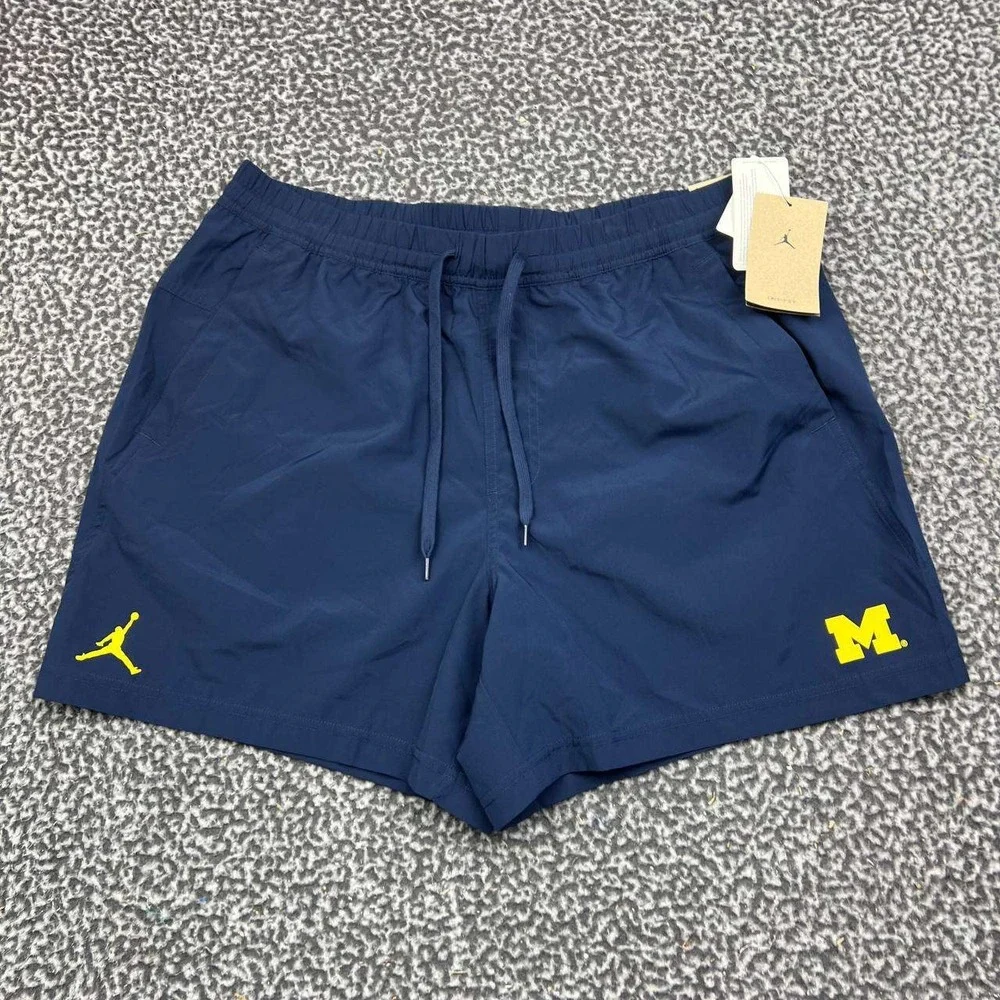 Air Jordan Michigan Wolverines Dri-FIT Shorts Men Large Navy Blue Drawstring New